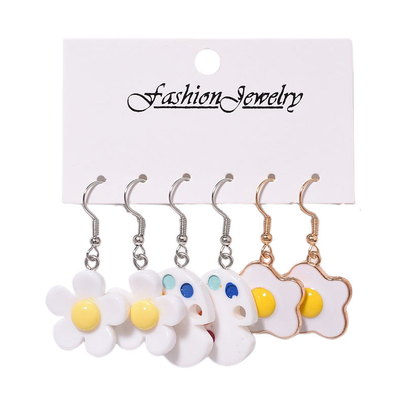 Creative Resin Suit Pairs Of Combination Earrings