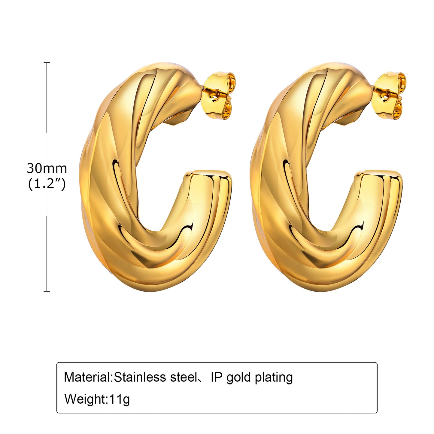 Steel Ear U-shaped Hollow Embossed Irregular Earrings