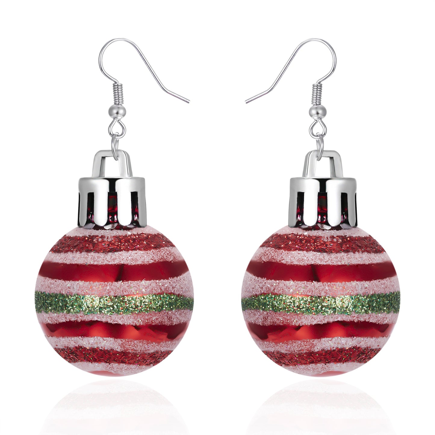 Round Ball Fashion Christmas Bulb Snowflake Earrings