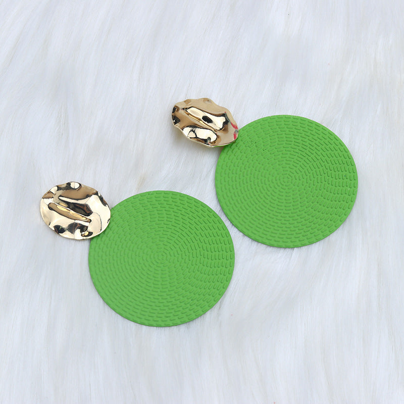 Women's Style Diameter Big Round Slice Spray Paint Exaggerated Popular Earrings