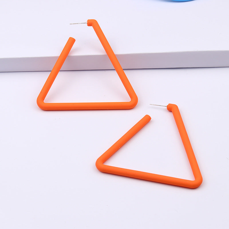 Women's Geometric Shaped Ear Simple Spray Paint Triangle Heart Earrings