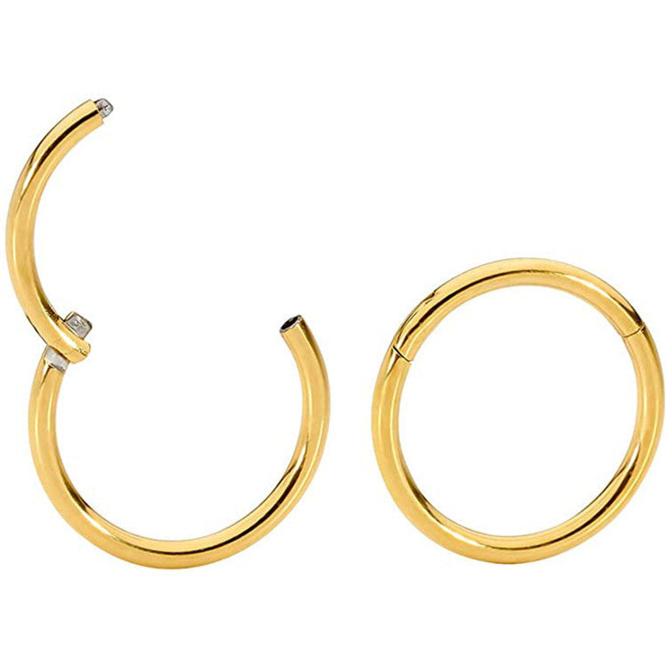 Titanium Steel Round Nose Eardrops Gold Earrings