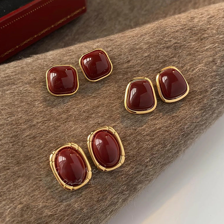 Women's Retro Style Red For Elegant Graceful Earrings