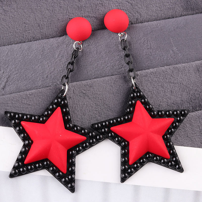 Women's Long Three-dimensional Five-pointed Star Acrylic Party Earrings