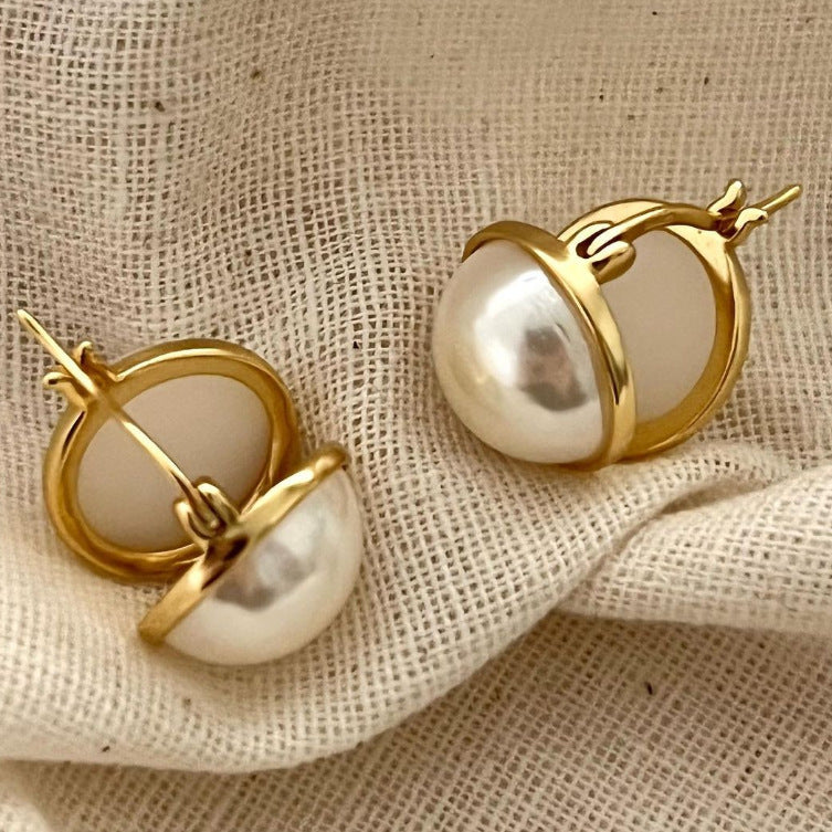 Women's Korean Style Sterling Sier Pearl Ear Clip Earrings