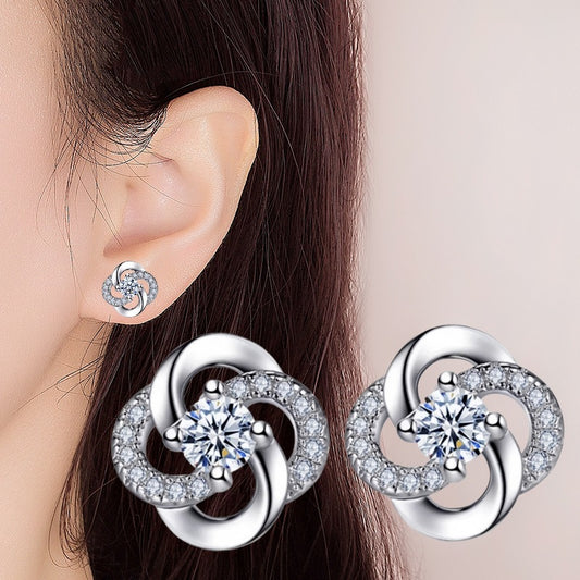 Women's Style Fashion Rotating Love Zircon Elegant Lucky Earrings