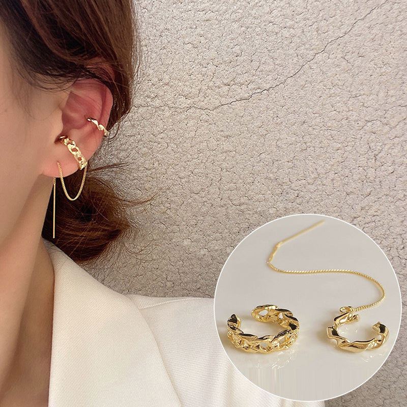 Women's Sweet Bow Tassel Ear Bone Clip Simple Fashionable Earrings