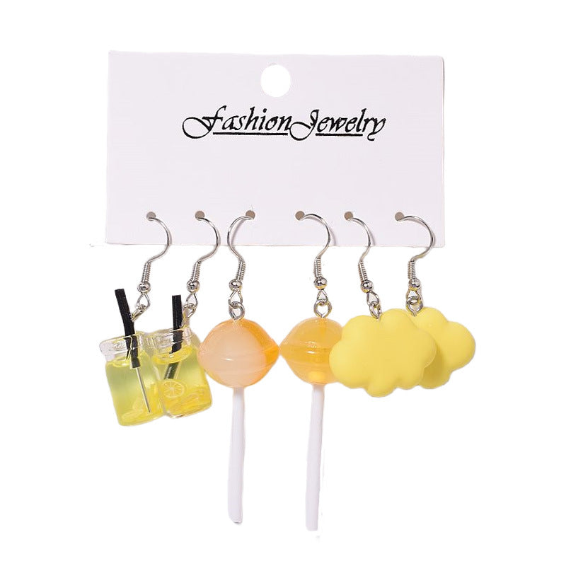 Creative Resin Suit Pairs Of Combination Earrings