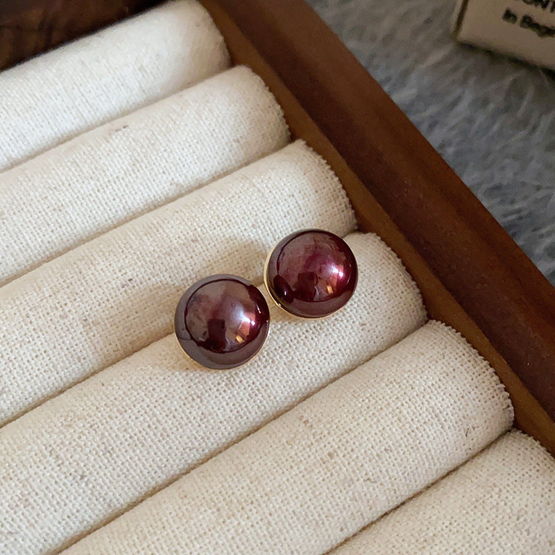 Needle Red Pearl Ear Commuter Female Korean Earrings