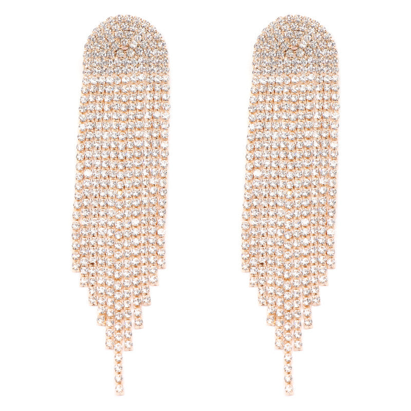 Tassel High-grade Temperament Long Fashion Rhinestone Earrings