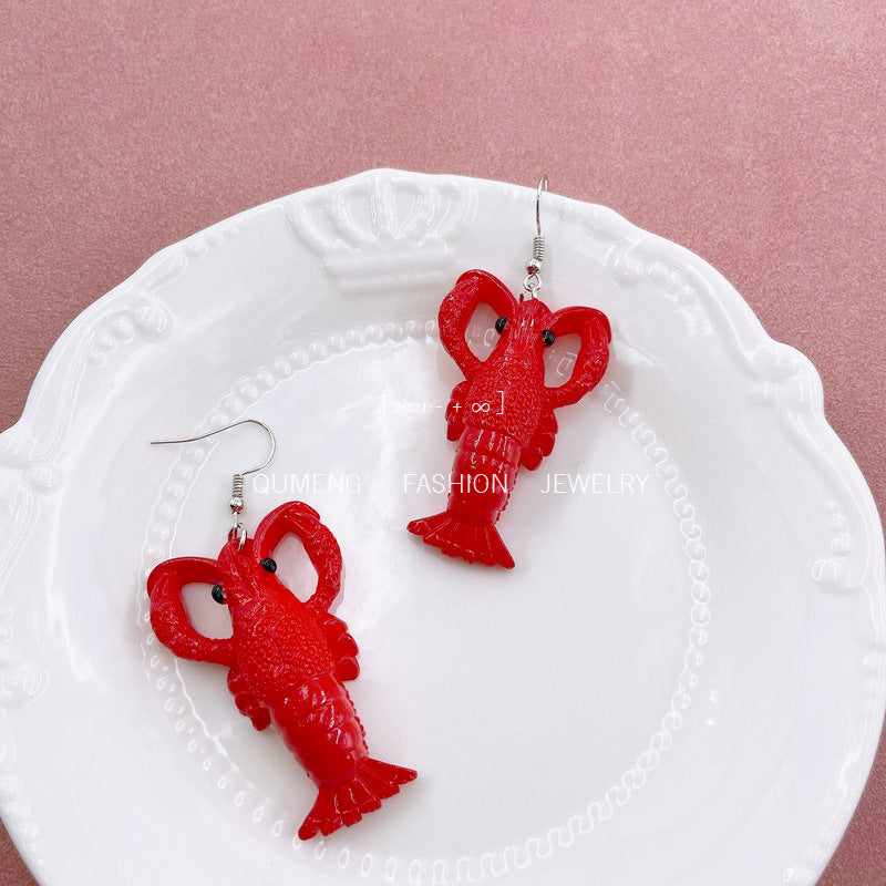 Women's Cute Alternative Hamburger Pizza Crayfish Personality Earrings