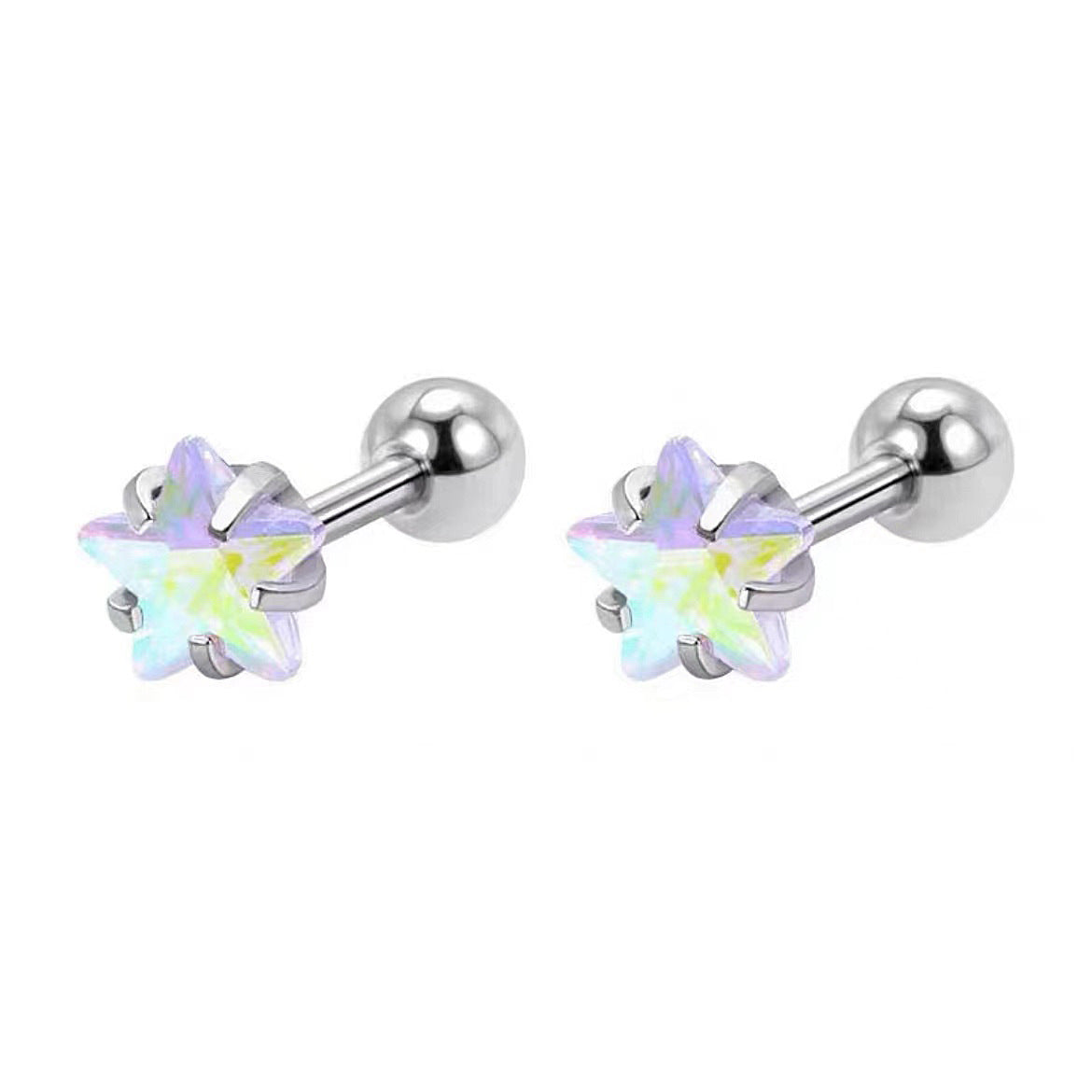 Super Flash Five-pointed Star Claw Settings Exquisite Color Zirconium Earrings