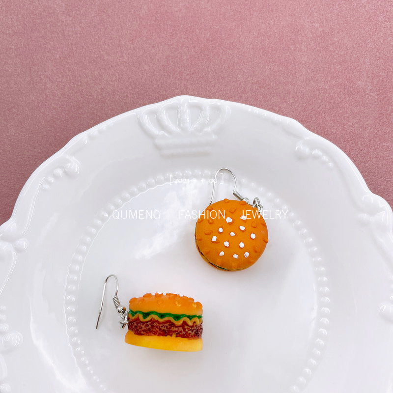 Women's Cute Alternative Hamburger Pizza Crayfish Personality Earrings