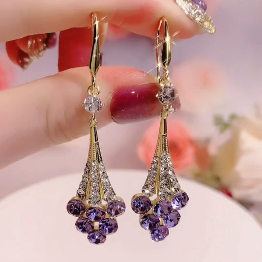 Women's Purple Style Chinese Fashion Sweet Personalized Eardrops Earrings