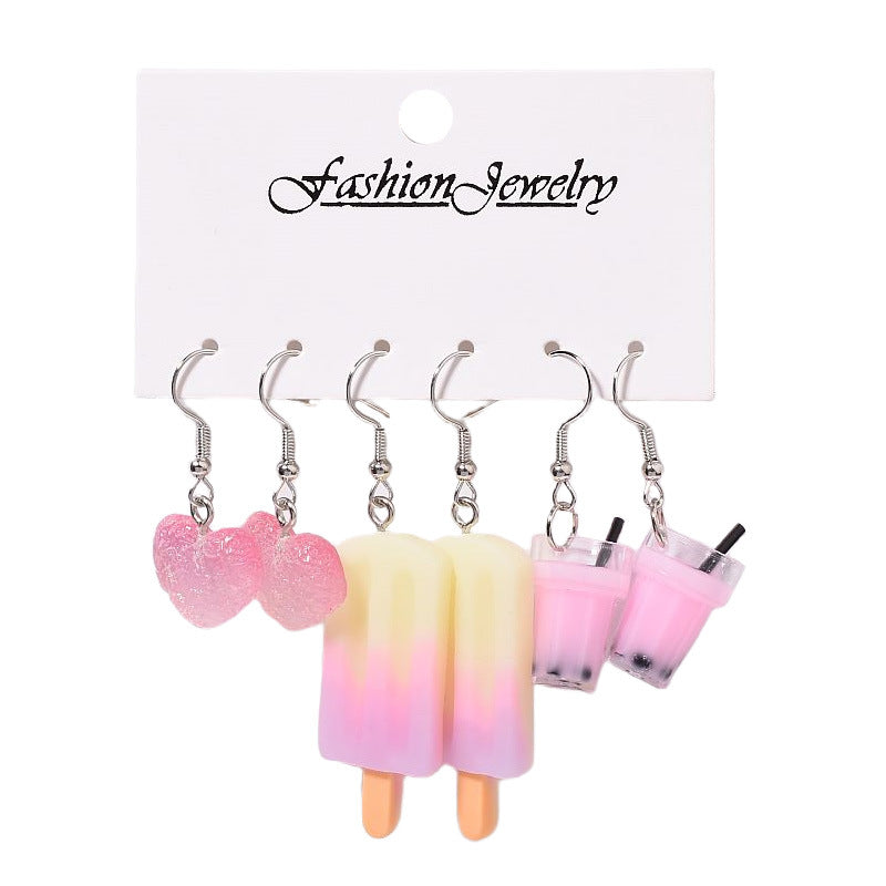 Creative Resin Suit Pairs Of Combination Earrings