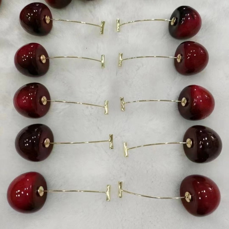 Sier High-grade Cherry Personality Long Fashion Earrings