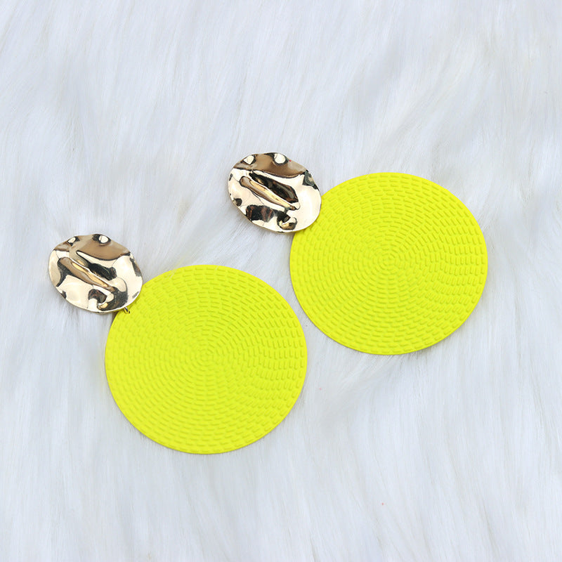 Women's Style Diameter Big Round Slice Spray Paint Exaggerated Popular Earrings