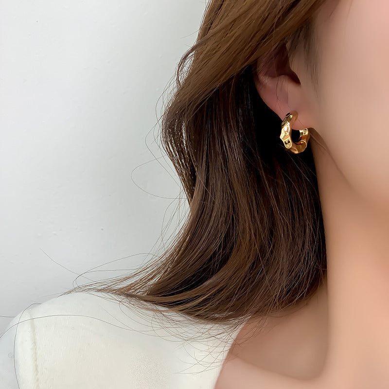 Geometric Pleated Curved U-shaped Personalized Cold Style Earrings