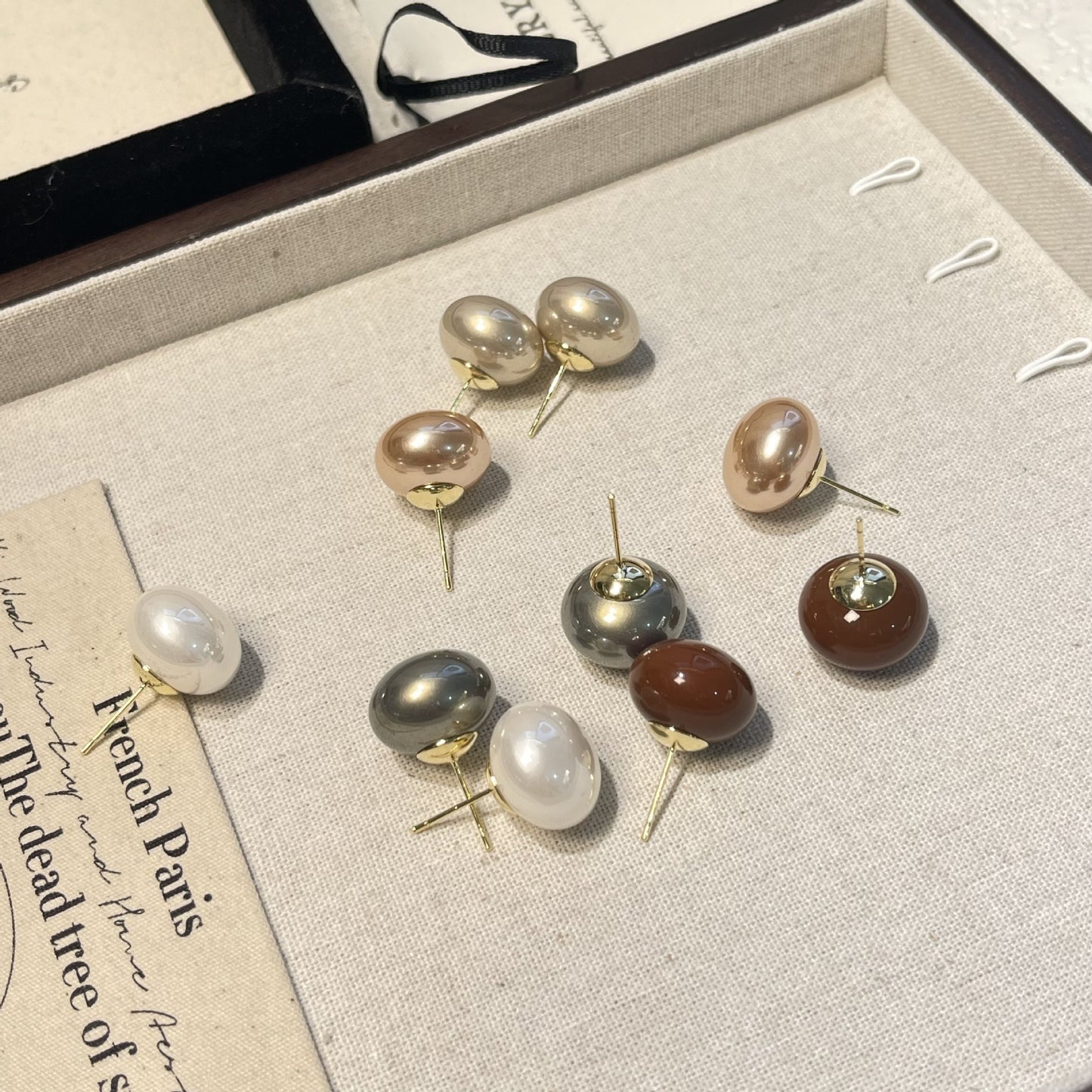 Sier Needle Bread Pearl Retro Temperament Commute Simple Earrings