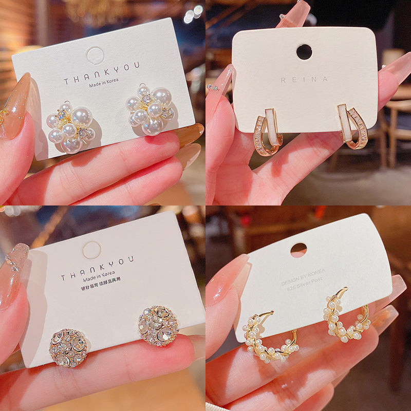 Needle Korean Exquisite Zircon Female Unique Earrings