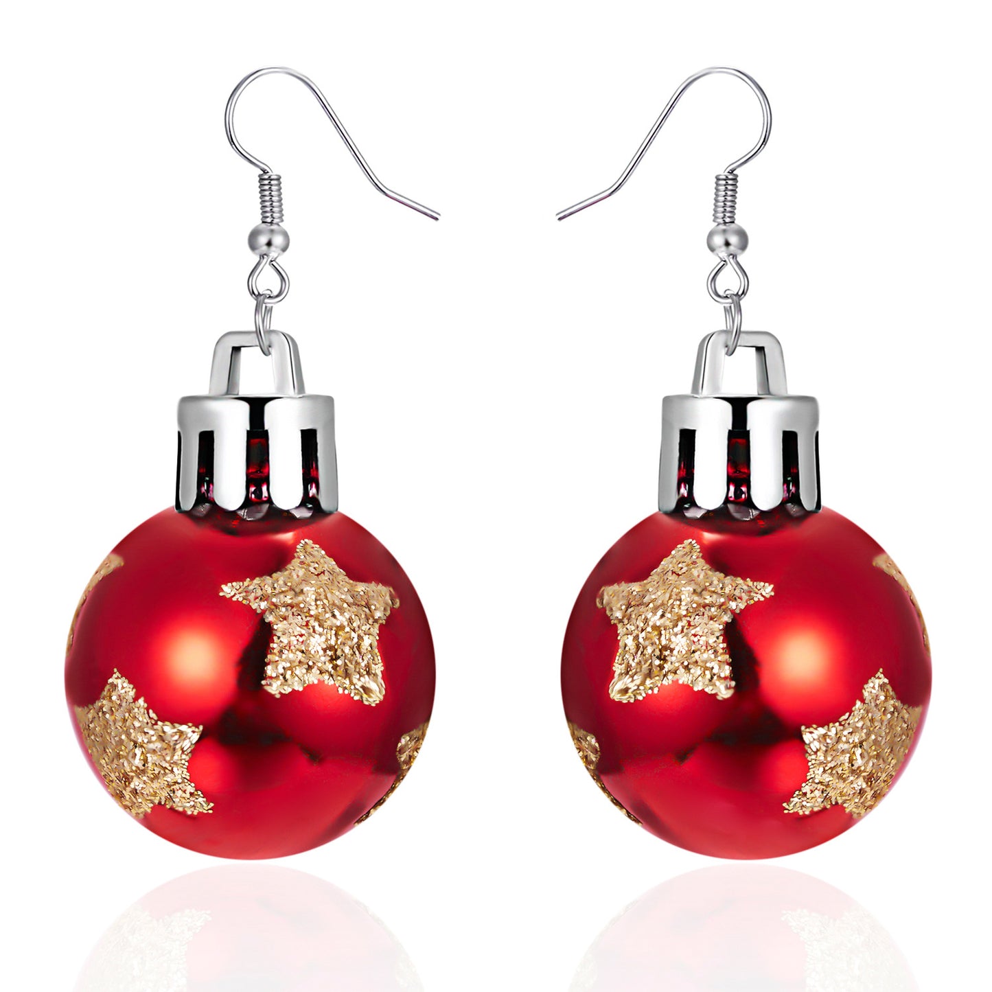 Round Ball Fashion Christmas Bulb Snowflake Earrings