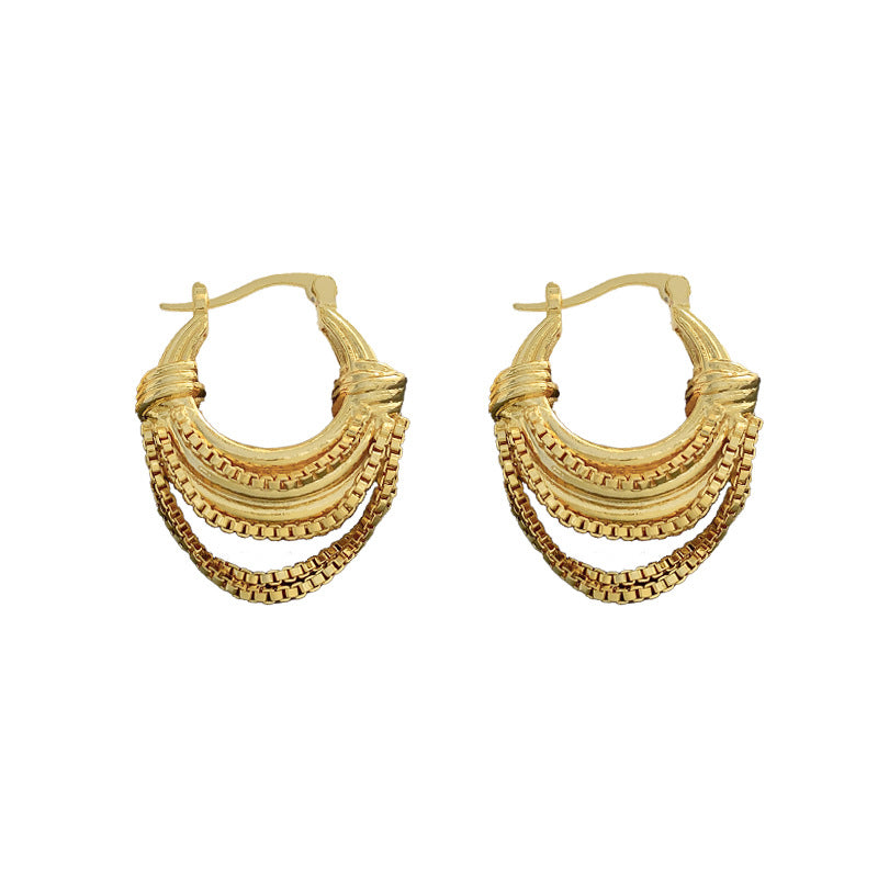 Women's Style U-shaped Chain Brass Gold-plated Niche Earrings