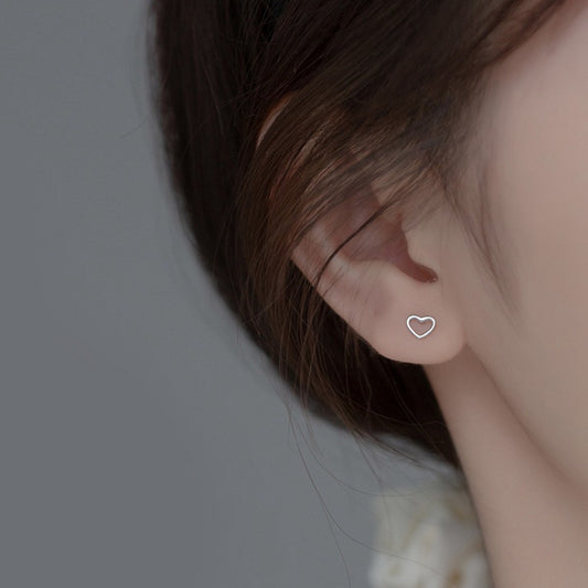 Hollow Heart Ear Peach Screw Bone Rings