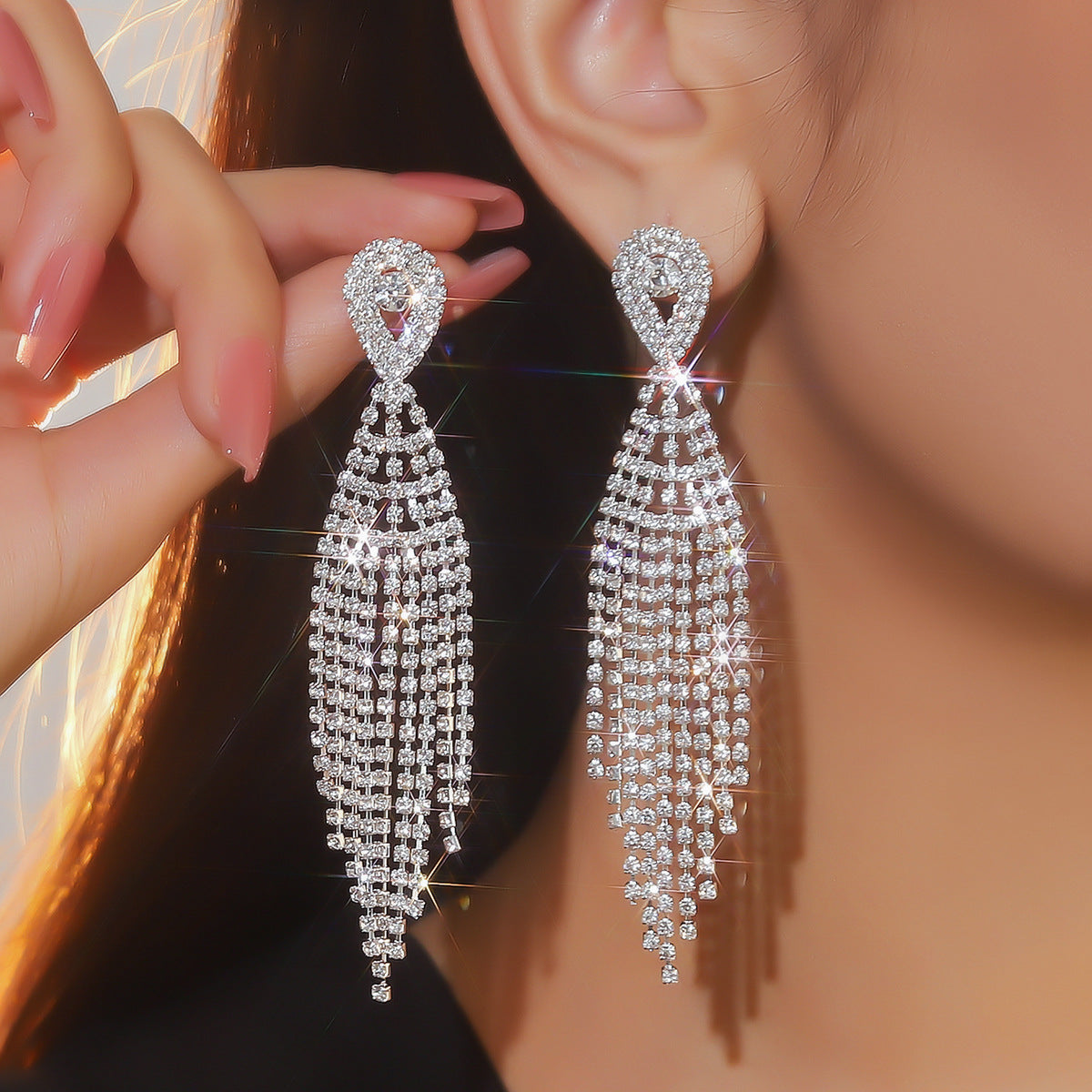 Women's Options White Diamond Luxury Temperament Long For Fashion Earrings