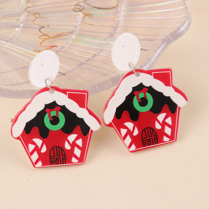 Women's Snowman Acrylic Ear Cartoon Tree Hat Earrings