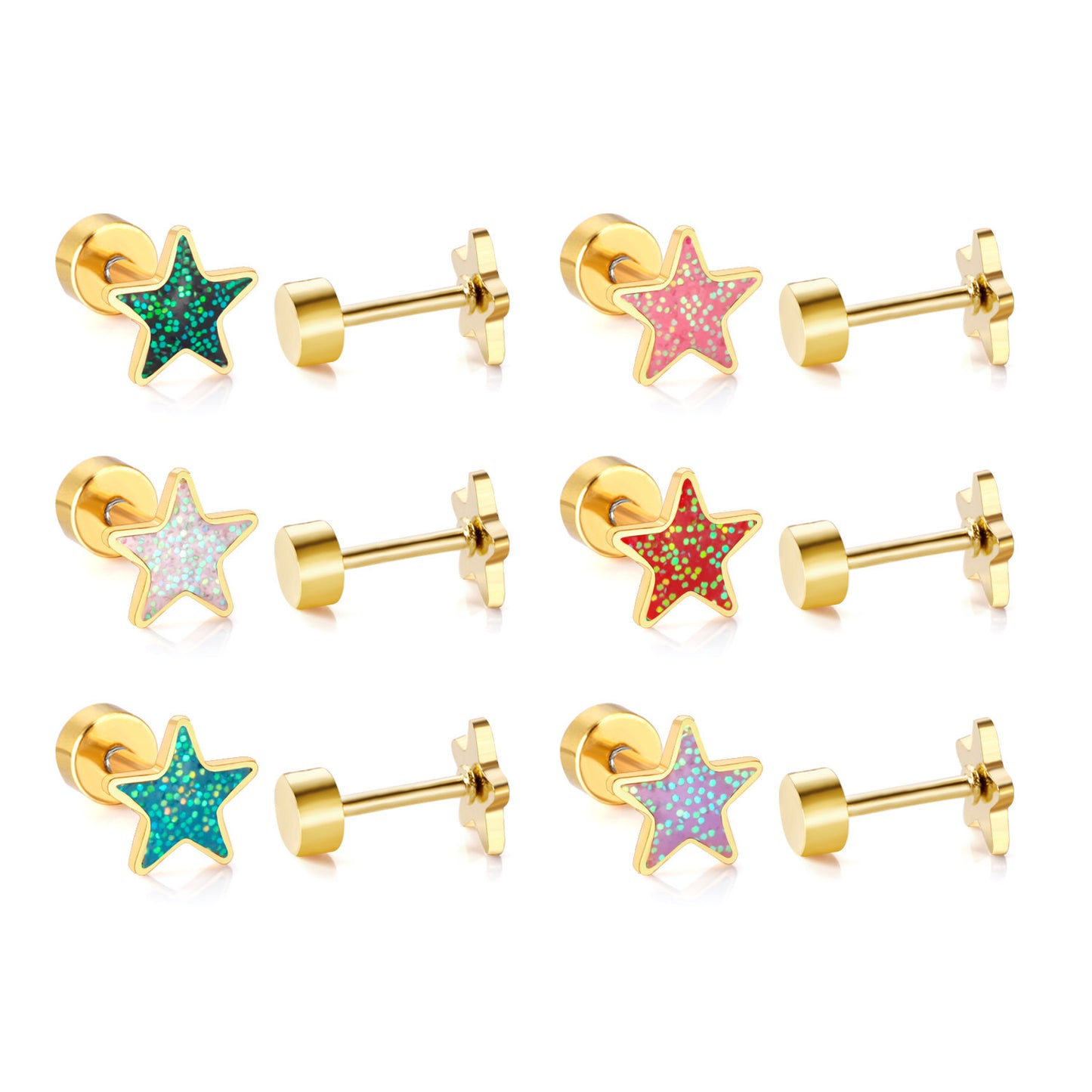 Women's Creative Heart Star Combination Suit Personalized Earrings