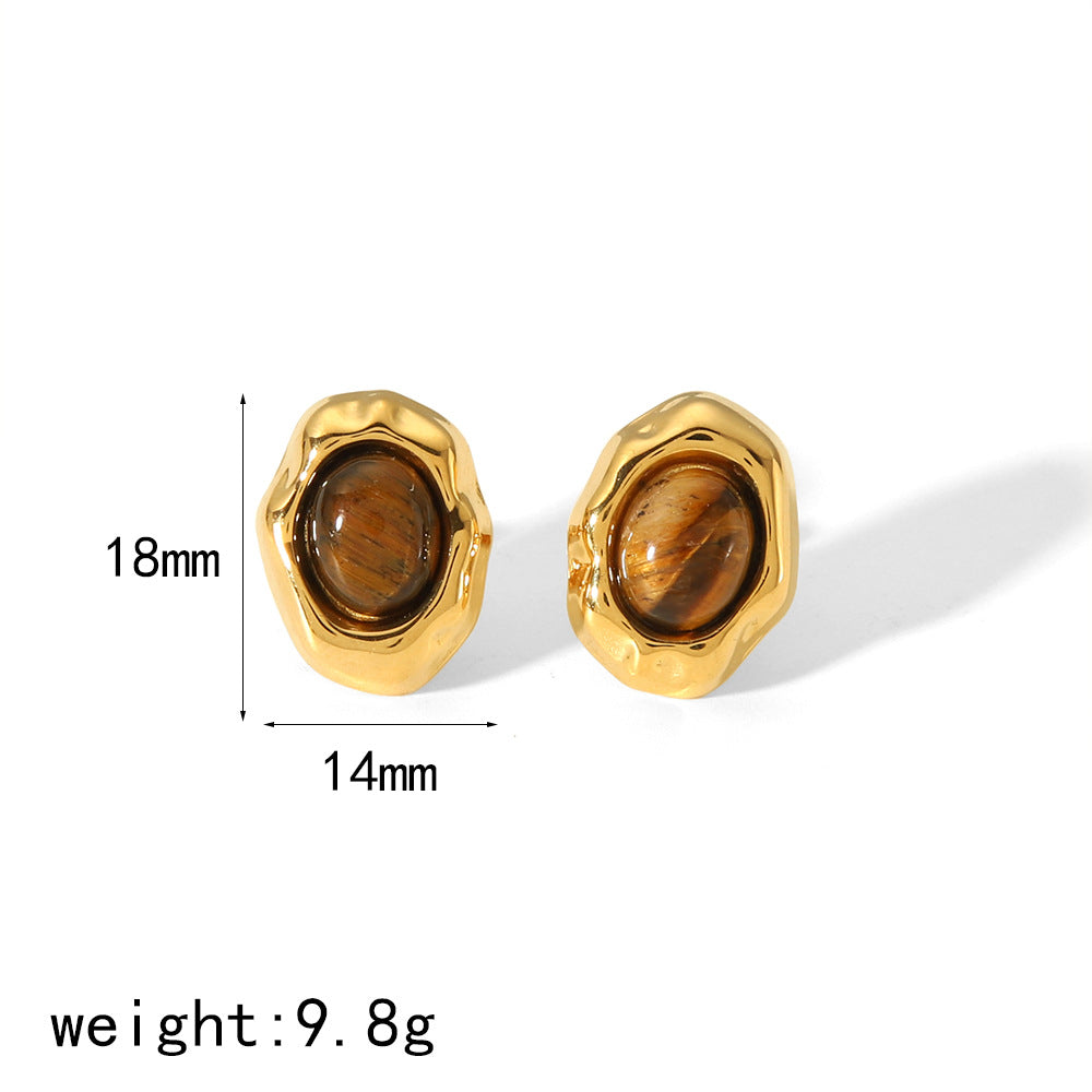 Women's Retro Gold Titanium Steel Light Luxury Earrings