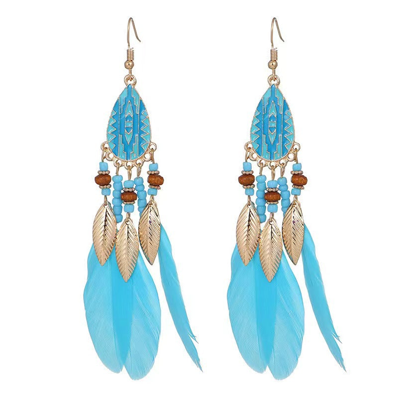 Women's Chinese Style Niche Design Advanced Ethnic Retro Temperament Blue Earrings