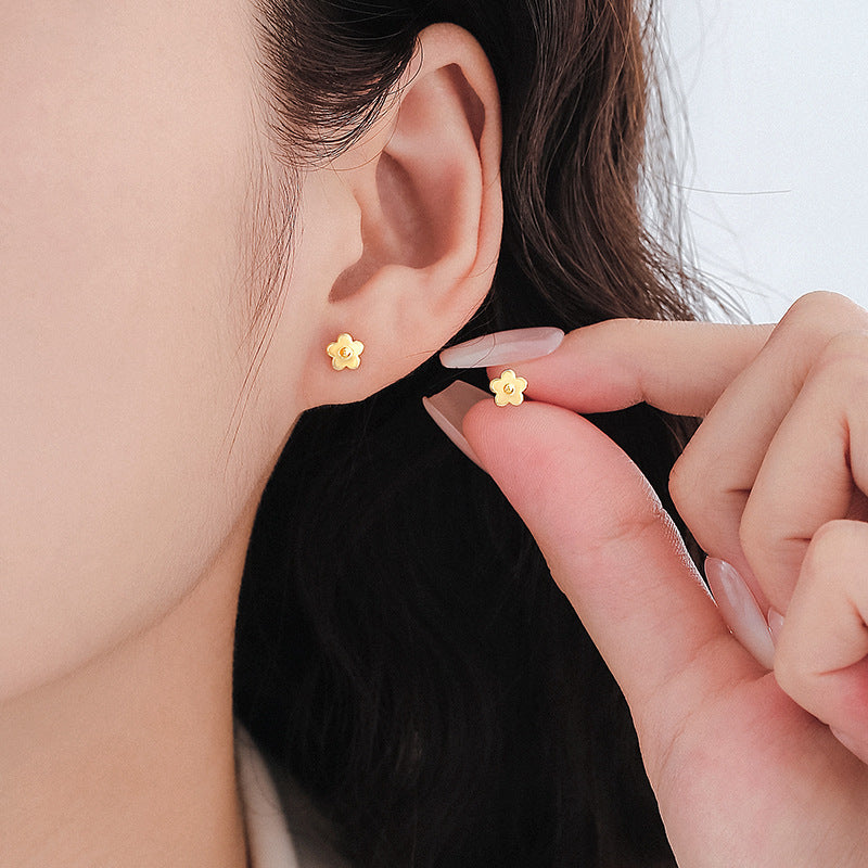 Women's Super Mini Gold-plated Ya Flower Sweet Earrings