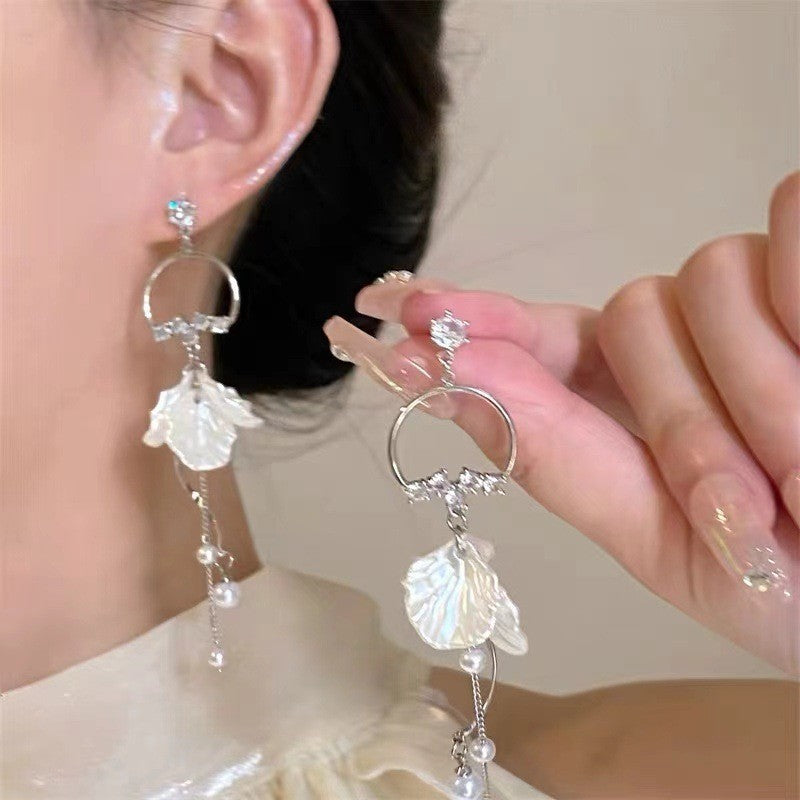 Women's Bow Pearl Tassel Design High-grade Summer Earrings