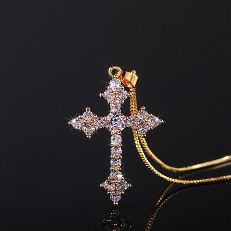 Women's Elegant Crystal Cross Trendy Emerald Necklaces