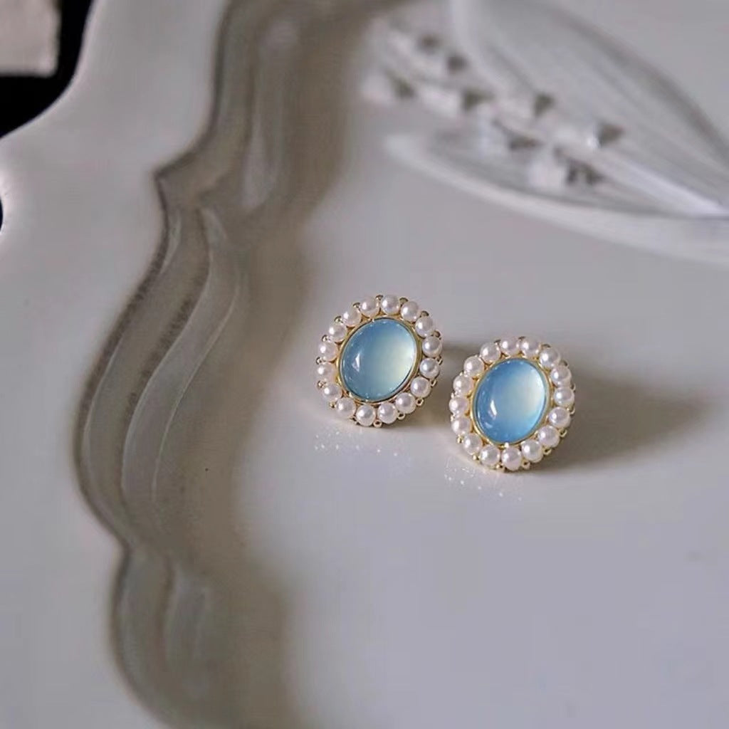 Elegant High-grade Pearl Opal Stone Ear Earrings