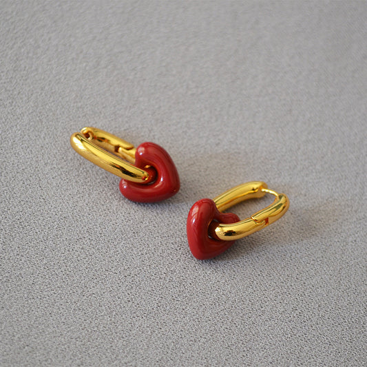 Style Fashionable Retro Red Thick Fat Earrings