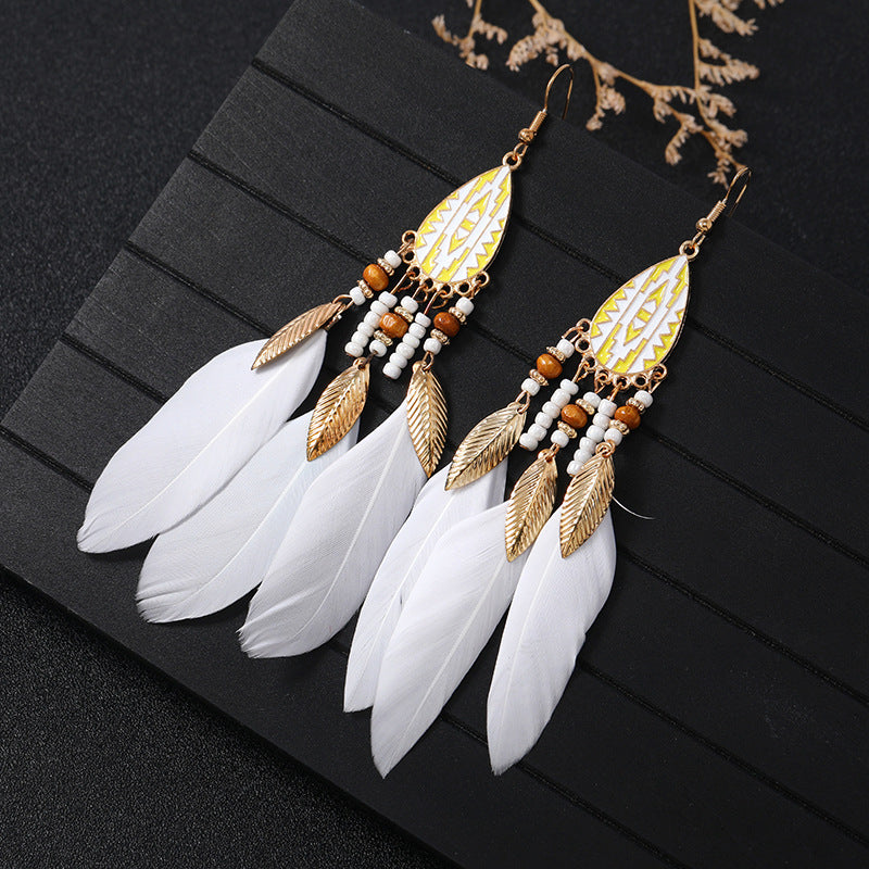 Women's Niche Personality Bohemian Blue Long Yunnan Earrings