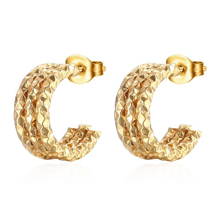 Women's Fashionable Stainless Steel Starry Trendy Gold-plated Earrings