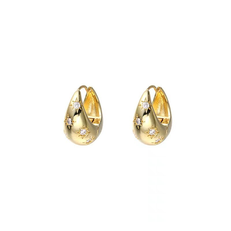 Design Oval Electroplated Glossy Ear Clip Earrings