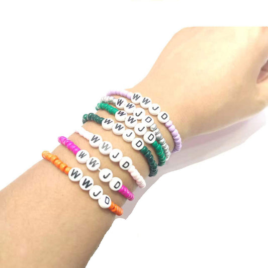 Letter Beaded Unisex Elastic Bead Suit Bracelets