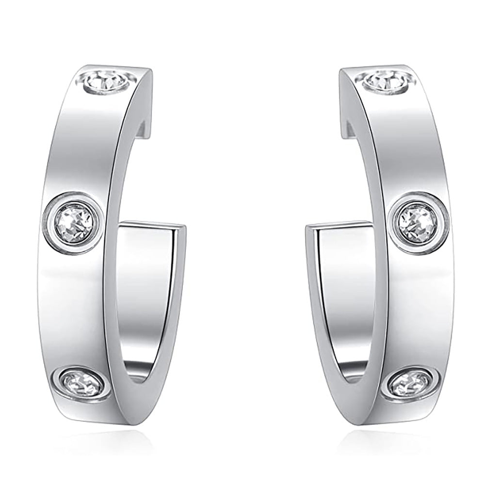 Personality Diamond U-shaped Titanium Steel Stainless Rings