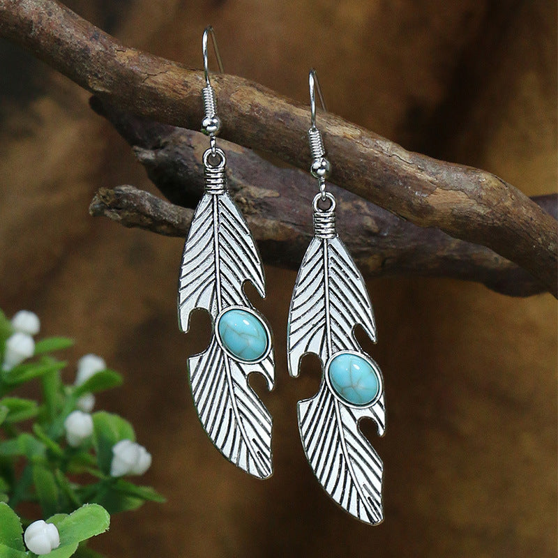 Women's Turquoise Inlaid Elegant Graceful Personality For Earrings