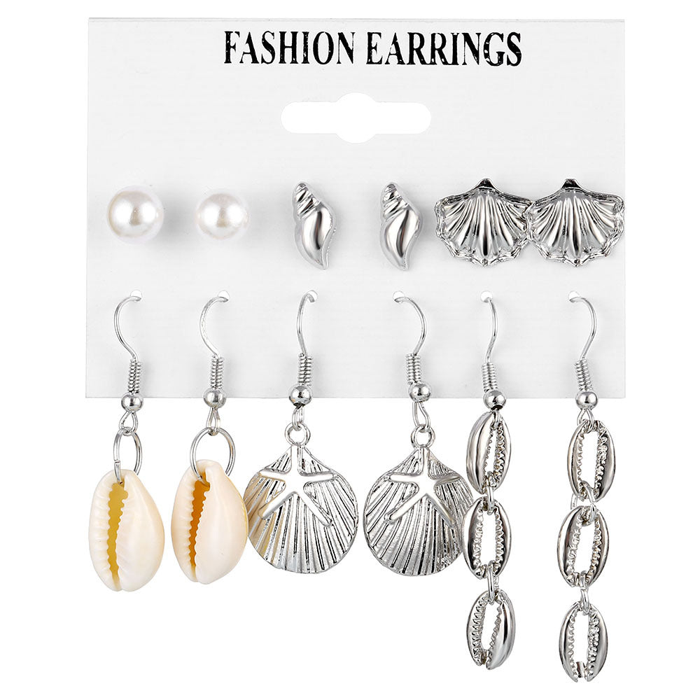 Gold Sier Shell Natural Scallop Suit Creative Earings Earrings