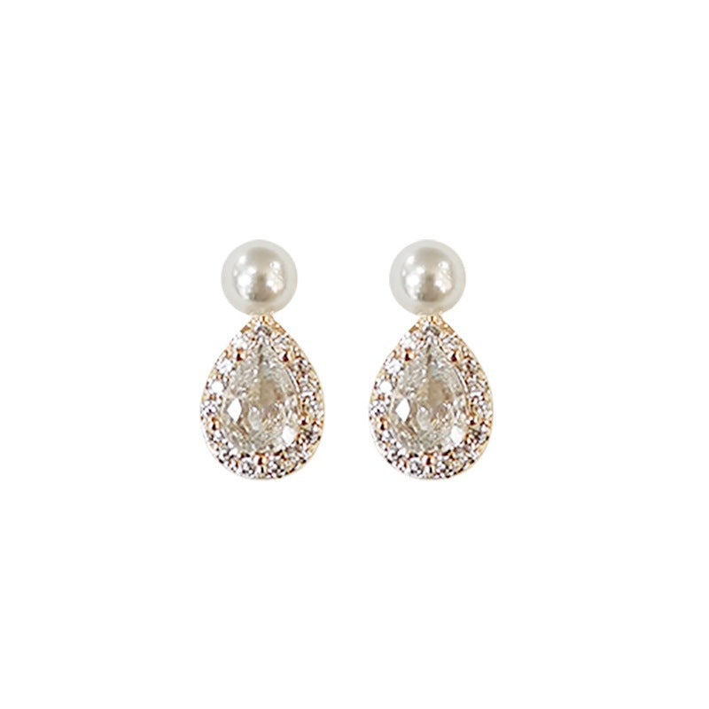 Women's Water Drop Full Diamond Temperamental Minority Design Earrings