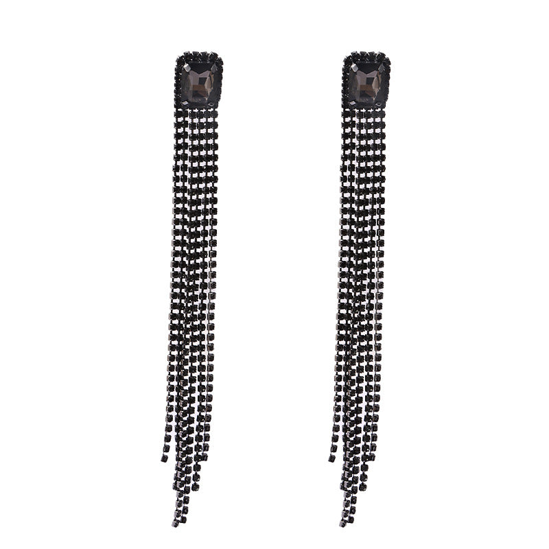 Tassel High-grade Temperament Long Fashion Rhinestone Earrings