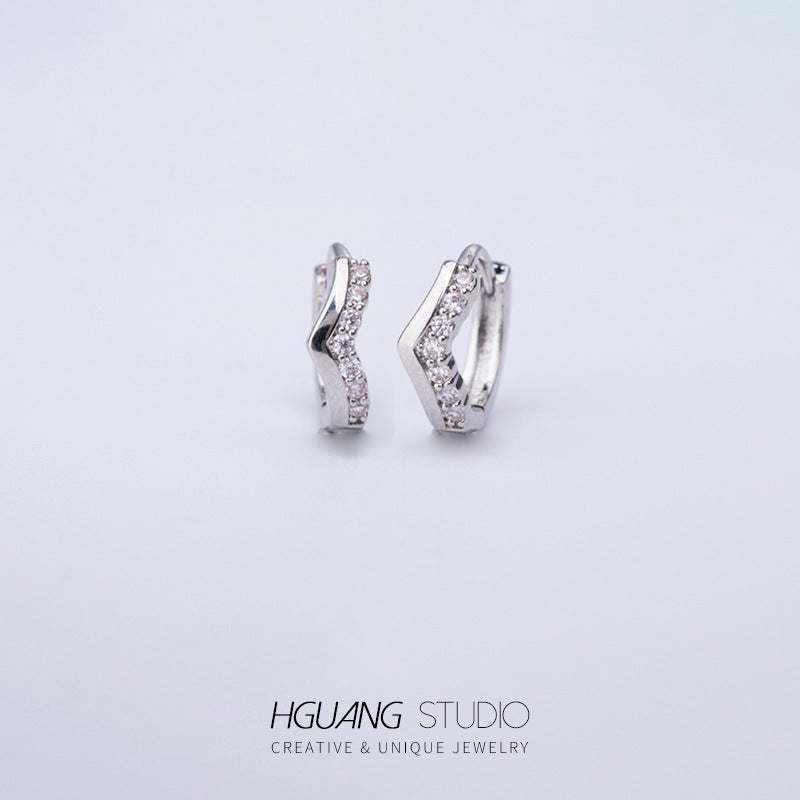 Micro Inlaid Zircon Ear Bone Plant High Sense Earrings