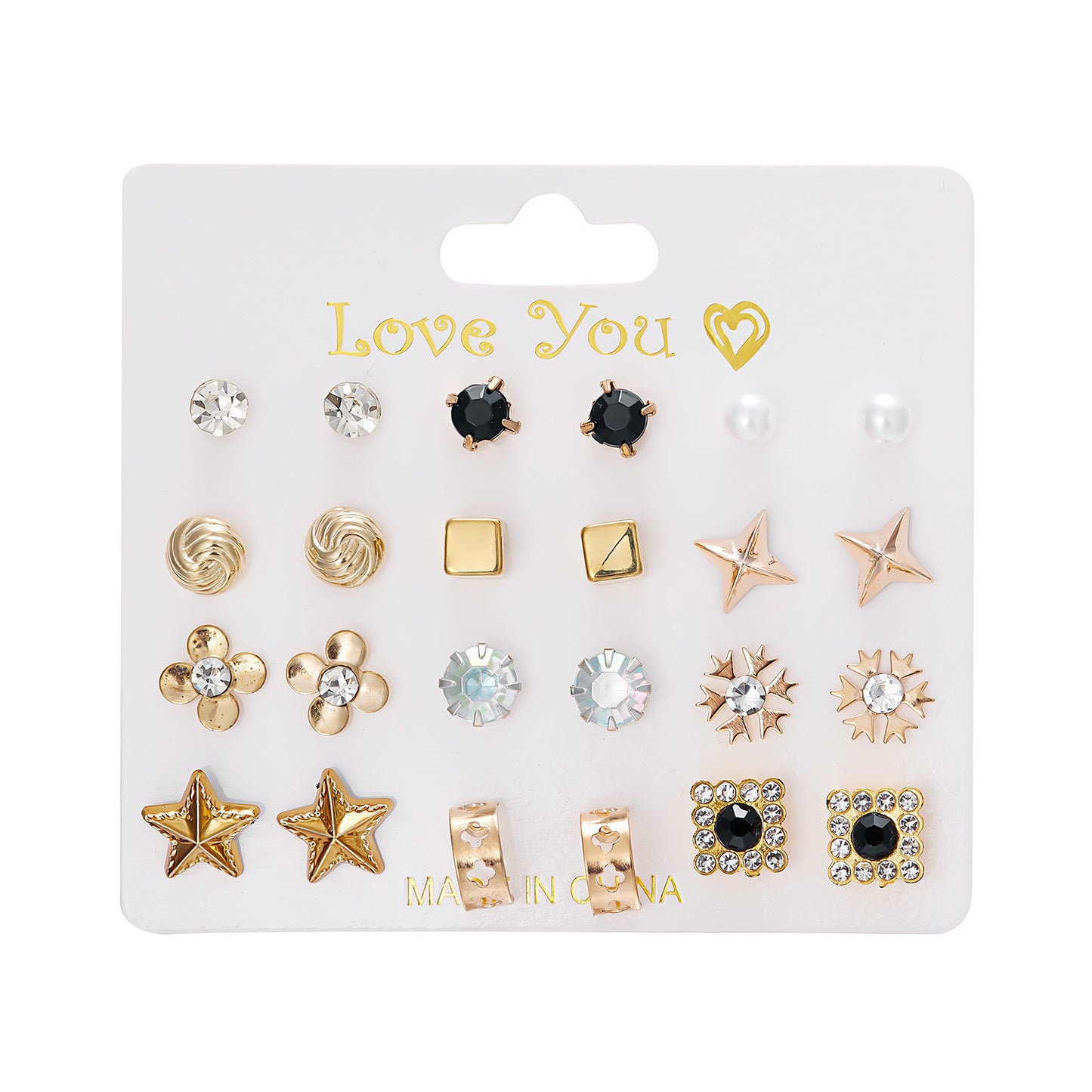 December Combination Paper Card Ear Flower Earrings