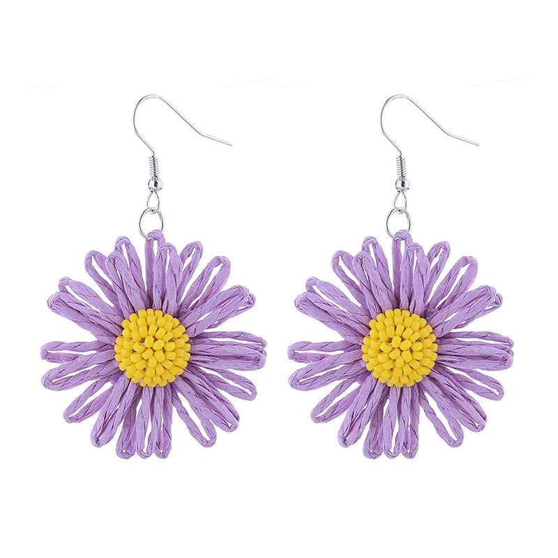 Handmade Daisy Flower Ear Hook Bohemian Vacation Earrings