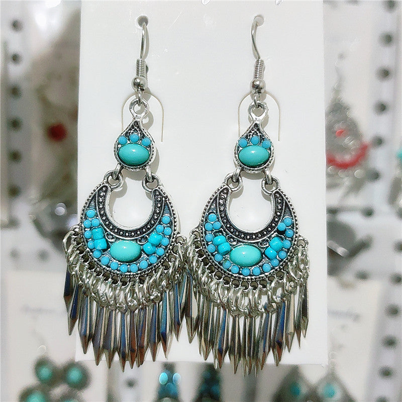 Ethnic Style Minority Scenic Spot Turquoise Earrings